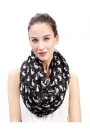 Lina & Lily Foulard tube imprimé chats Bleu 