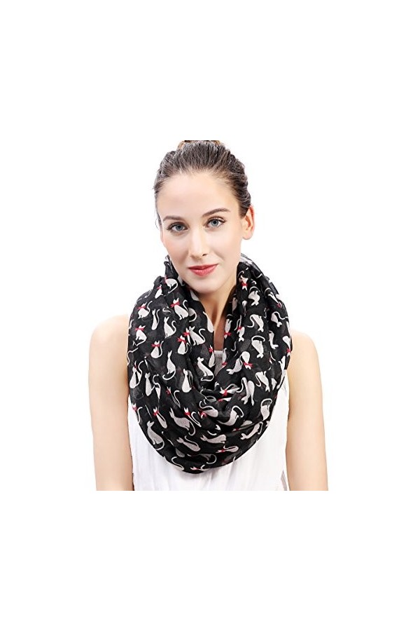 Lina & Lily Foulard tube imprimé chats Bleu 