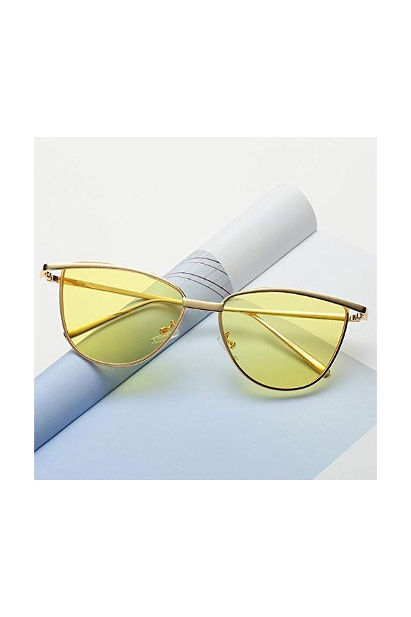 SAGIUSDM Lunettes de Soleil Rouges, Teintes Vintage lentilles de Couleur, Verres de Lunettes de Soleil Jaunes pour Femmes, Gr