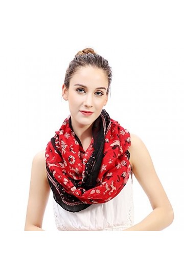 Lina & Lily écharpe tube imprimé Modèles de Noël Rouge 