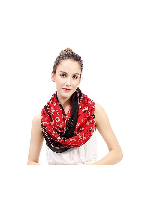 Lina & Lily écharpe tube imprimé Modèles de Noël Rouge 