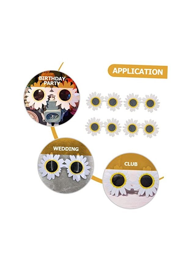 ifundom 16 Pièces Lunettes De Tournesol Lunettes De Soleil Rondes à Fleurs Lunettes De Soleil De Plage En Plein Air Lunettes 