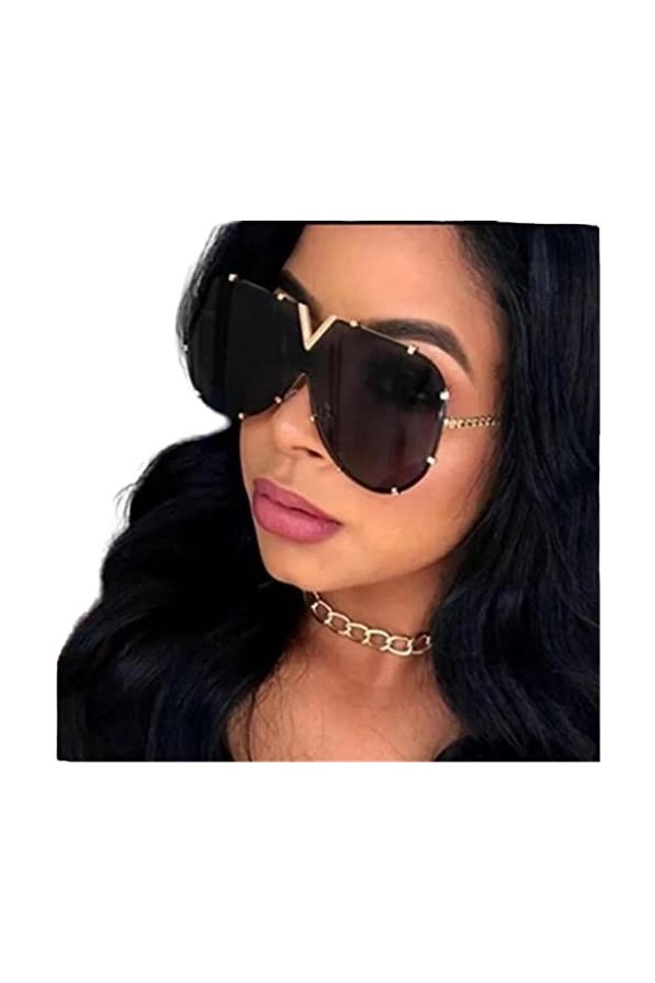 SUYGGCK Lunettes de Soleil Polarisées Lunettes De Soleil Carrées Femmes Répèles Rétro Soleil pour Femmes Surdimensionnées Bla