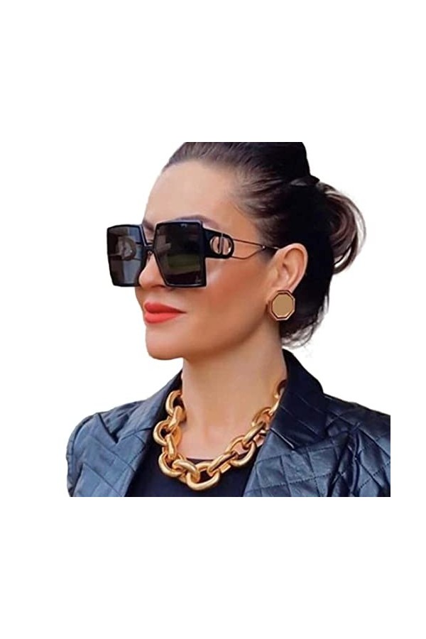 SUYGGCK Lunettes de Soleil Polarisées Lunettes De Soleil Carrées Femmes Vintage Shades Men Uv400 Femme De Lunettes Surdimensi