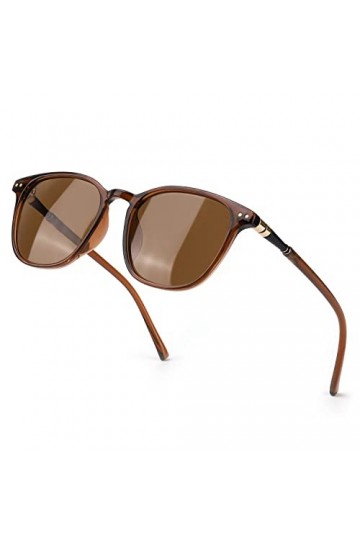 TJUTR Lunettes de soleil vintage polarisées effet miroir pour femme - Anti-éblouissement - Protection UV, Cadre marron/verres