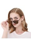 TJUTR Lunettes de soleil vintage polarisées effet miroir pour femme - Anti-éblouissement - Protection UV, Cadre marron/verres