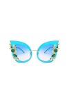 NIUASH Lunettes de Soleil polarisées Lunettes de Soleil pour Femmes Décoration œil de Chat Lunettes de Soleil Vintage Shades 