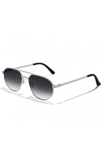 HPIRME Lunettes de soleil rétro hommes femmes polygone métal lunettes de soleil UV400, C05 argent océan frêne, taille unique