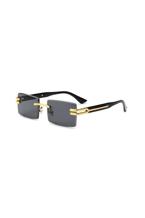 Lunettes de Soleil Rétro sans Monture pour Hommes Femmes Punk sans Cadre Rectangle Lunettes de Soleil de Coupe Petites Nuance