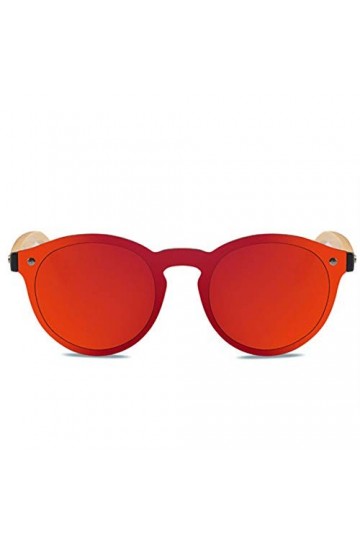 DWSYDA Jambe en Bois Fait à la Main Lunettes de Soleil Rondes Lunettes de Soleil en Bois Femmes Rétro Pied en Bambou Lunettes