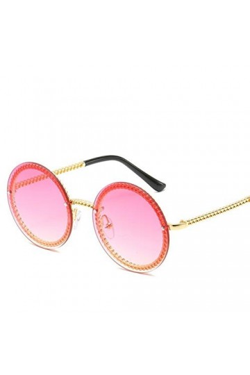 ANICHE Lunettes de Soleil pour Femmes, Femmes Rondes Lunettes de Soleil Shades Cadres de la chaîne de Luxe avec Objectif sans