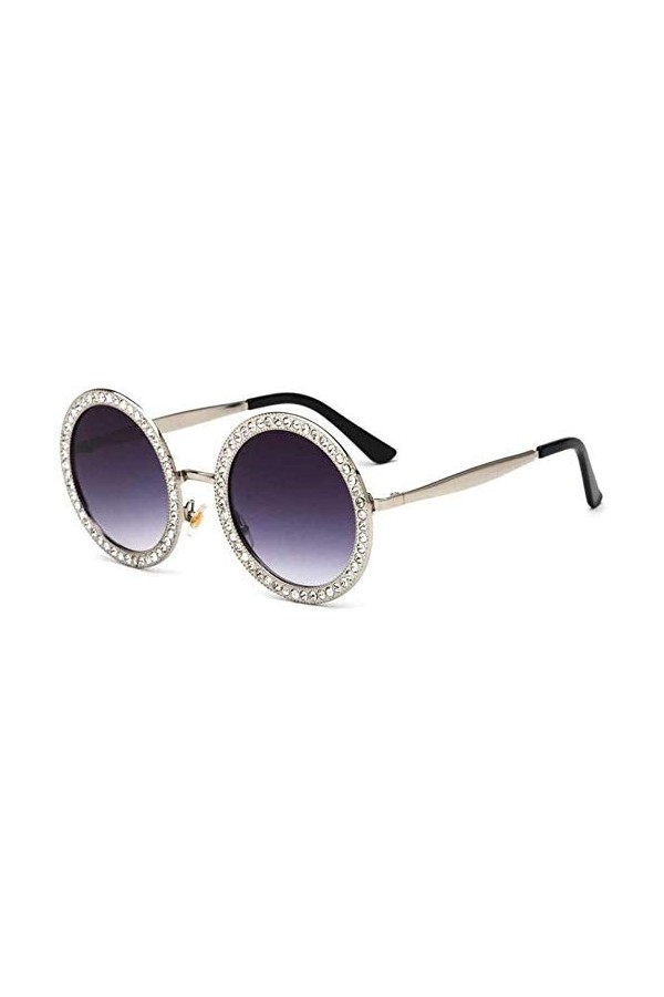 NIUASH Lunettes de Soleil polarisées Lunettes de Soleil pour Femmes Accessoires de Lunettes de Mode Diamond Cat Eye Round Met