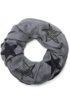styleBREAKER écharpe tubulaire à motifs étoilés et applications de strass nobles, femmes 01018086, couleur:Gris-noir