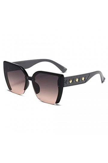 HPIRME Lunettes de soleil carrées Femme Cat Eye Mirror Shades Femmes Big Black Lunettes de soleil Dames, C6 gris, taille uniq