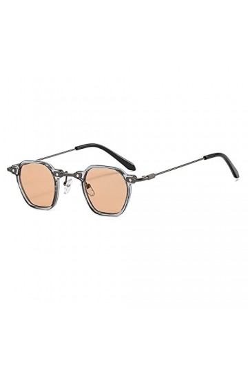 HPIRME Lunettes de soleil rondes femmes hommes Punk dégradés lentille alliage métal cadre lunettes de soleil, C03 vert, taill