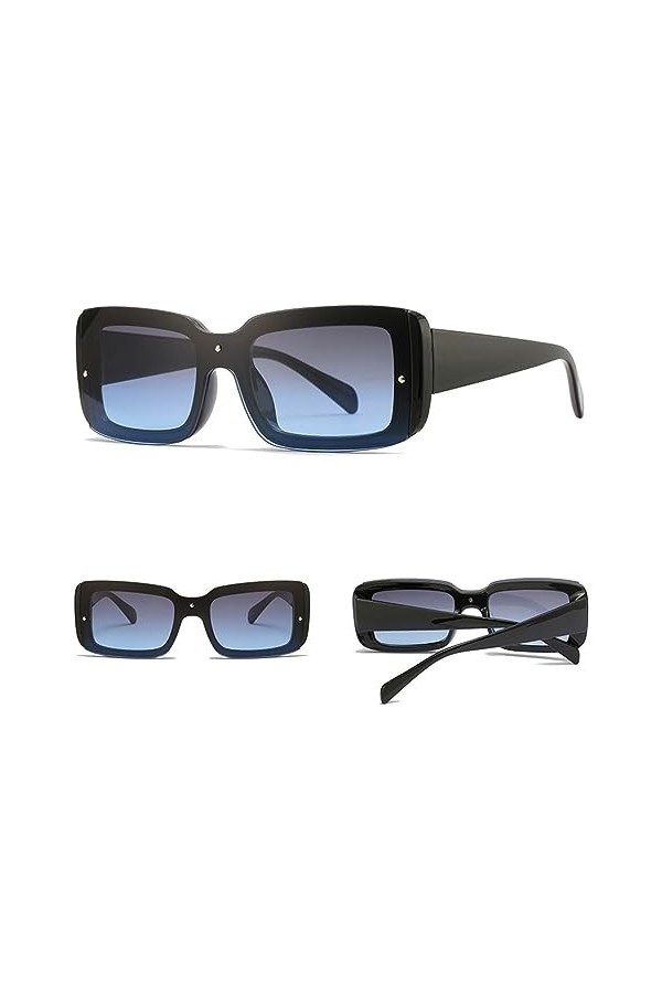 HPIRME Lunettes de soleil carrées vintage pour femmes petit cadre rectangle lunettes de soleil hommes une pièce lentille lune