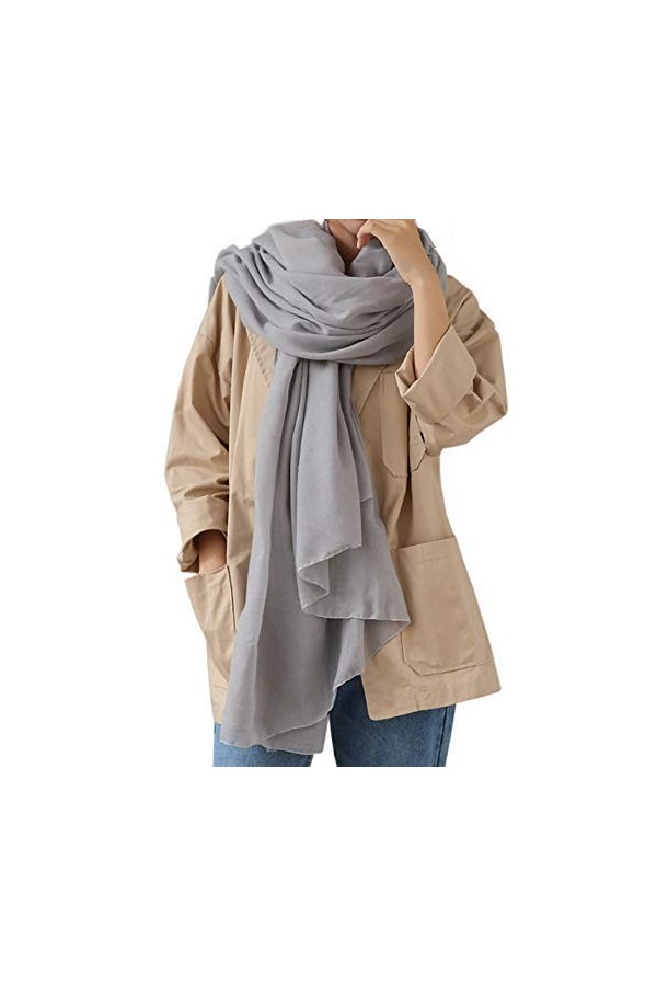WKTRSM Écharpe Foulard Femme Hiver Grande Echarpe Chale en Coton Lin Longue Chaude Automne Cape, 180cm x120cm, Jaune