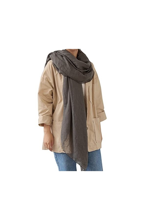 WKTRSM Écharpe Foulard Femme Hiver Grande Echarpe Chale en Coton Lin Longue Chaude Automne Cape, 180cm x120cm, Jaune