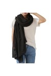 WKTRSM Écharpe Foulard Femme Hiver Grande Echarpe Chale en Coton Lin Longue Chaude Automne Cape, 180cm x120cm, Jaune