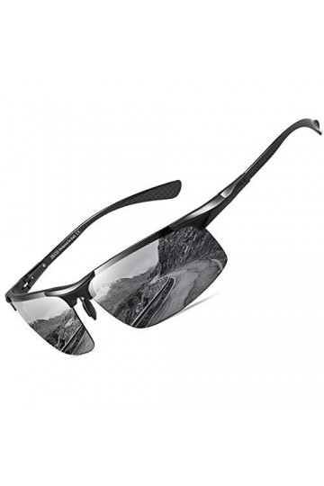 DUCO Lunettes de Soleil Polarisées UV400 pour hommes en Fibre de Carbone pour Sports de Plein air avec Monture en Métal 8277 