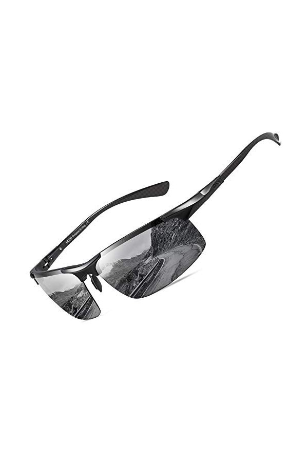 DUCO Lunettes de Soleil Polarisées UV400 pour hommes en Fibre de Carbone pour Sports de Plein air avec Monture en Métal 8277 