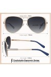 Carfia Pilote Lunettes de Soleil Femme Polarisées Miroir UV400 Protection indice 3 Moderne Classique Métal pour Conduite