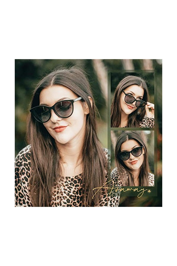 AVAWAY Lunettes de Soleil Femme Polarisées Oeil de chat UV400 Protection Voyager pêche Conduire AV201