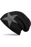 styleBREAKER Bonnet en Maille Chaud Classique avec étoile et Doublure très Douce, Unisexe 04024026, Couleur:Noir