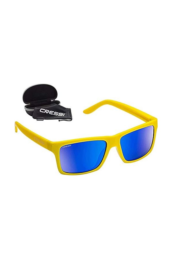 Cressi Bahia Floating Sunglasses Lunettes de Soleil de Sport Flottantes Polarisées Anti UV 100% Unisex-Adult, Jaune/Verres Mi