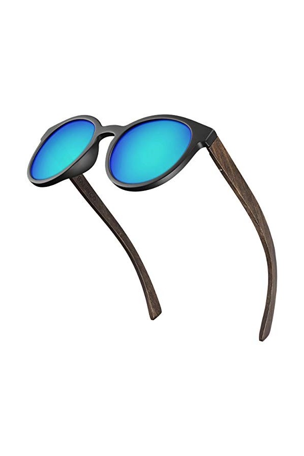 Balinco® Lunettes de soleil en bambou avec verres ronds polarisés- dans un set daccessoires pratique, boîte cadeau incluse -