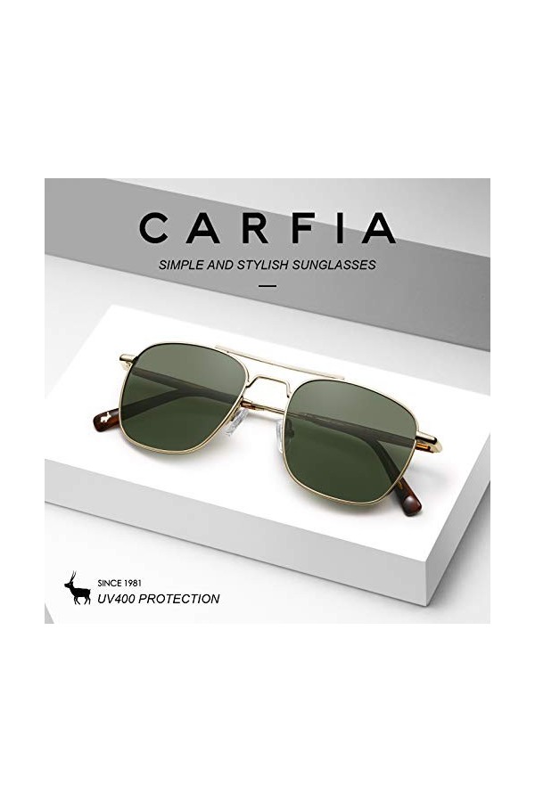 Carfia Lunettes de Soleil Pilotes Hommes UV400 Lunettes de Sport Polarisées Monture Métallique ultra Légère