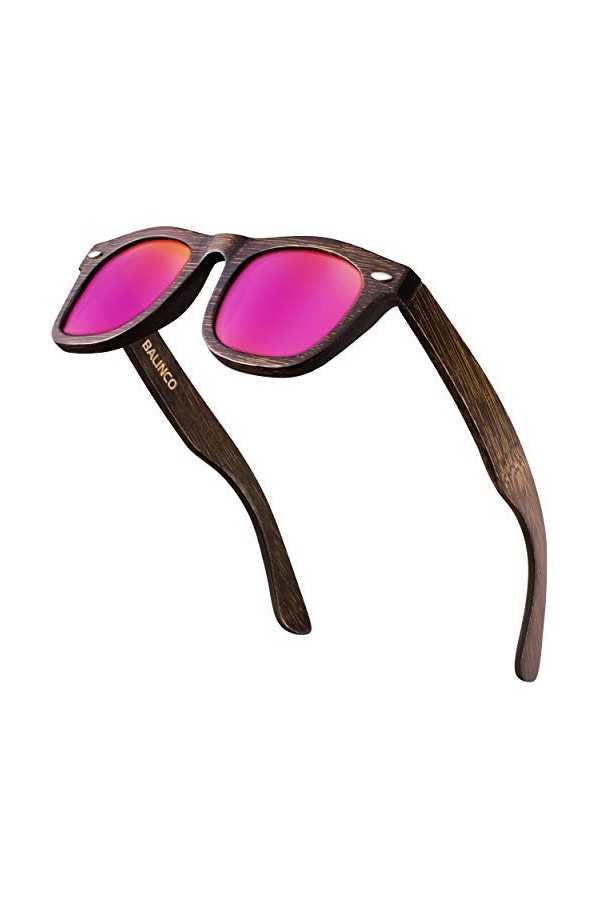 Balinco Lunettes de soleil en bambou - avec verres TAC polarisés et protection UV - pour une vision intense - durables, durab
