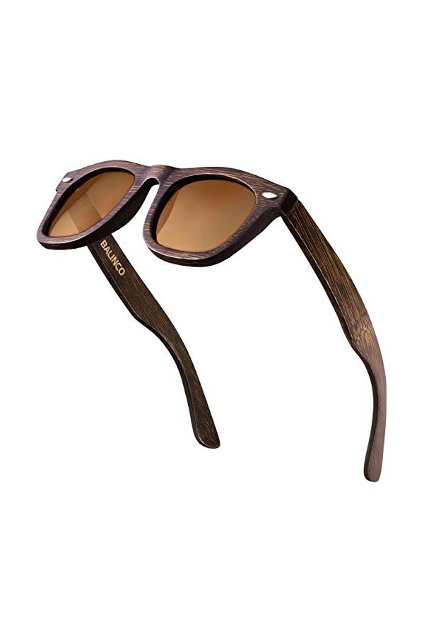 Balinco Lunettes de soleil en bambou - avec verres TAC polarisés et protection UV - pour une vision intense - durables, durab