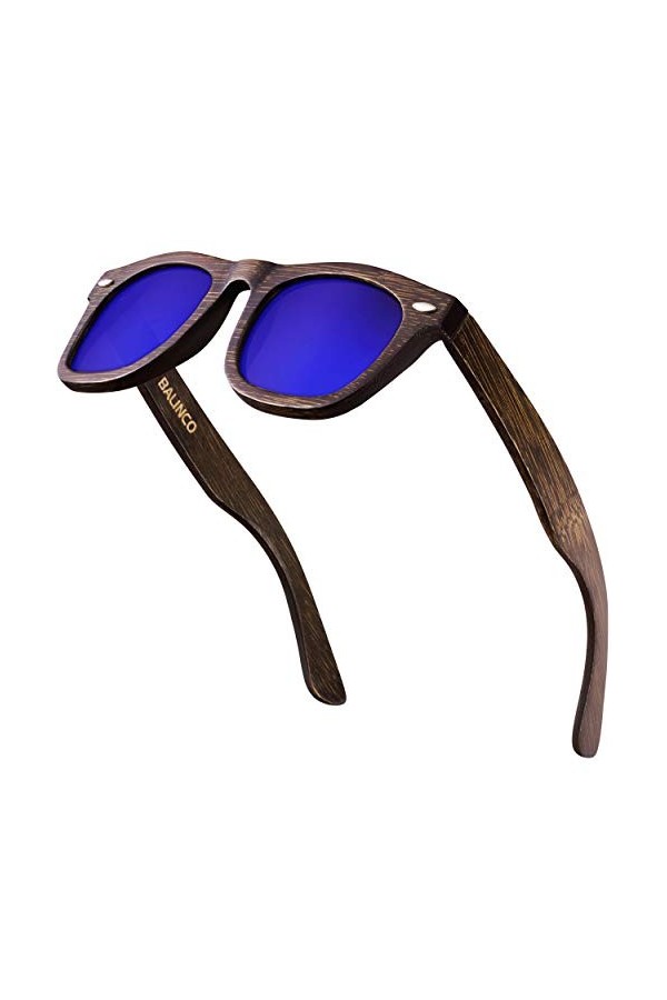 Balinco Lunettes de soleil en bambou - avec verres TAC polarisés et protection UV - pour une vision intense - durables, durab