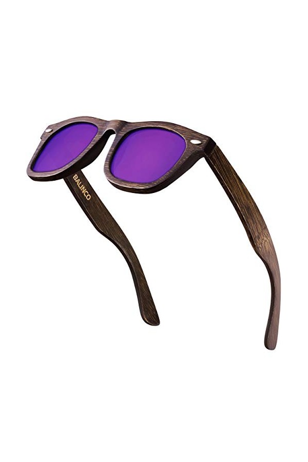 Balinco Lunettes de soleil en bambou - avec verres TAC polarisés et protection UV - pour une vision intense - durables, durab