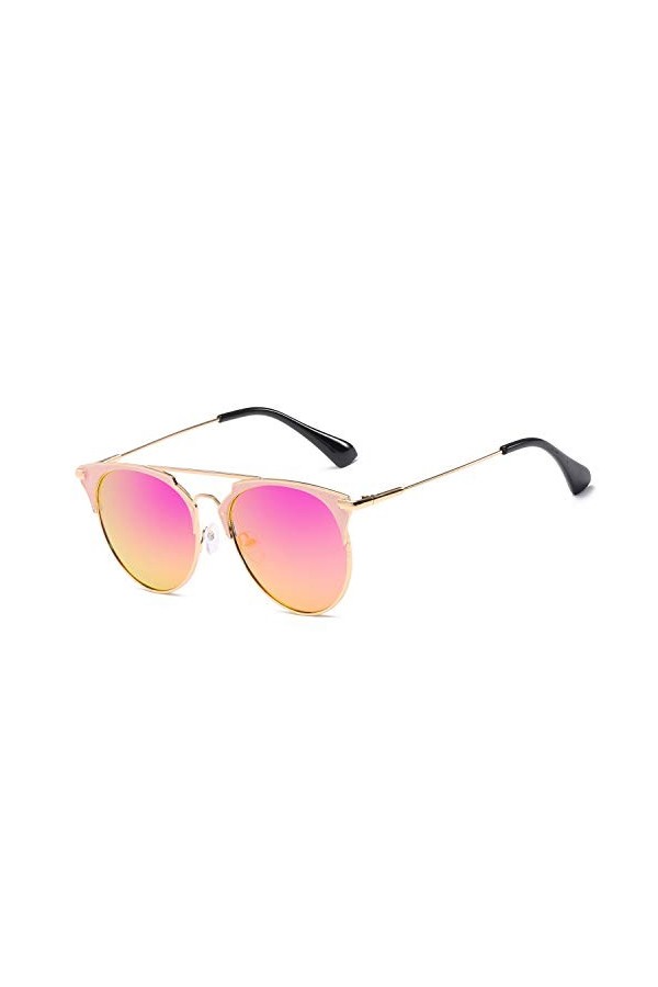 e-phoria Lunettes de soleil Round Classic | Minimaliste | Cadre d’or/Lentille miroir