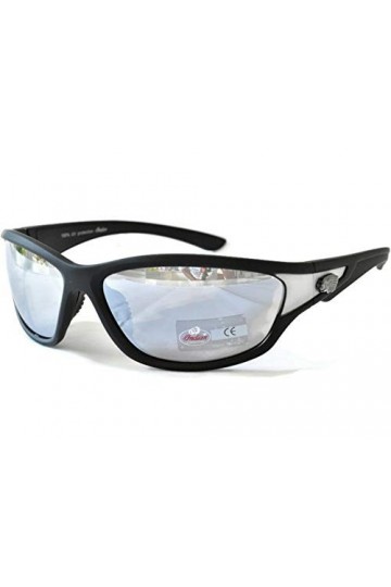 Lunettes de soleil de moto indiennes pour homme et femme - Protection UV 100 % - Monture en plastique argenté