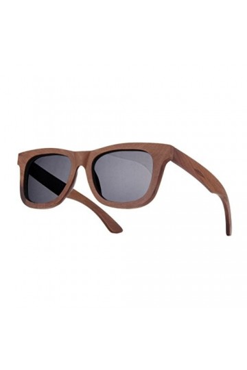 morefaz Lunettes de soleil UNISEX Bois Sombre style rétro avec verres ronds et charnière à ressort
