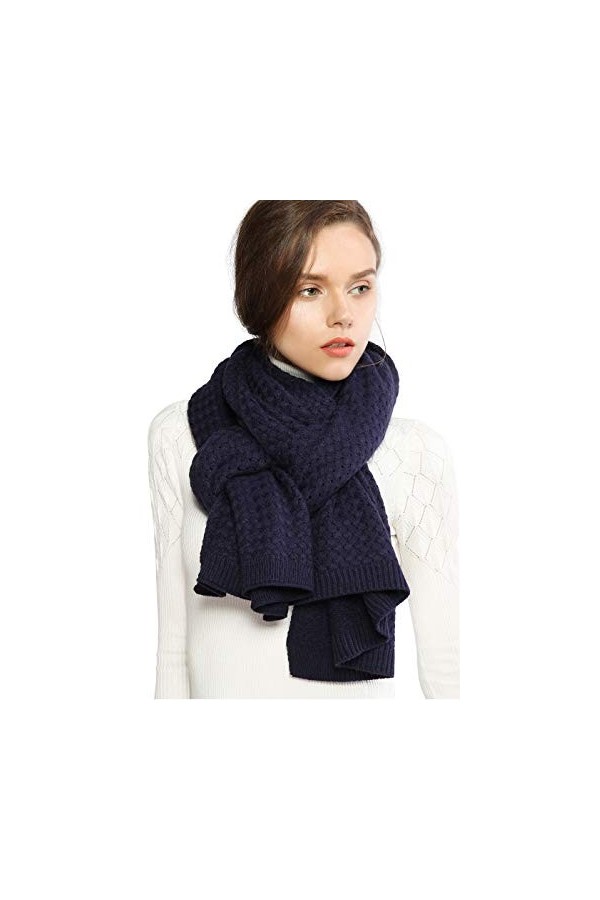 RIIQIICHY Tricot Écharpe Pashmina Châle Etole Pour Femme Hiver Tricoté Chauds Épaisses Longues Grandes Écharpes Marine