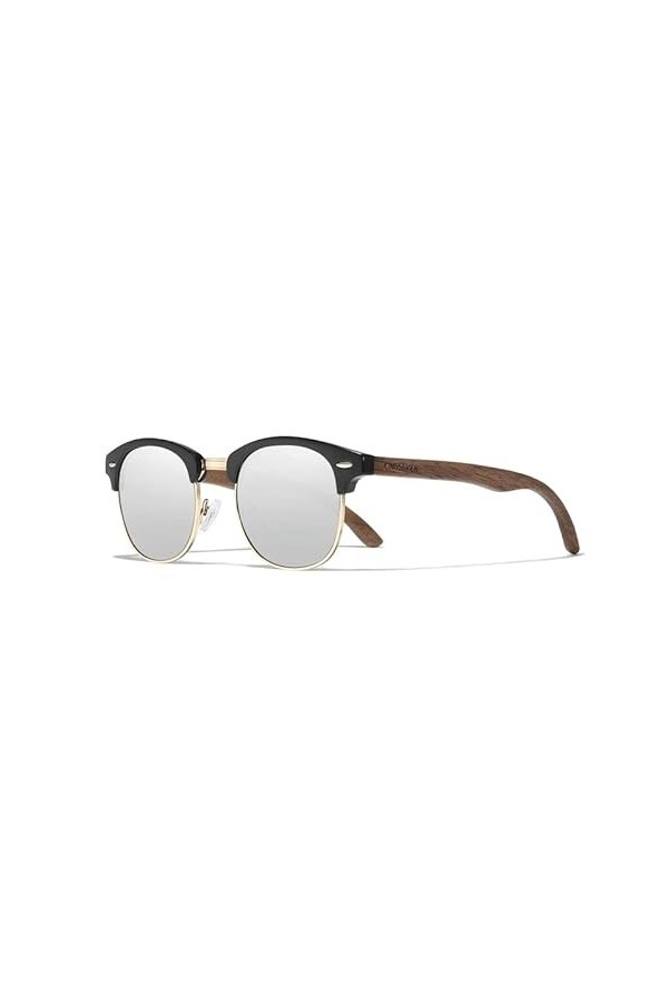 KINGSEVEN Lunettes de soleil faites à la main en bois de noyer noir 2023 pour hommes protection UV400 polarisées lunettes rét