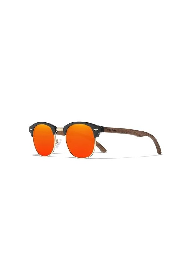 KINGSEVEN Lunettes de soleil faites à la main en bois de noyer noir 2023 pour hommes protection UV400 polarisées lunettes rét