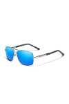 KINGSEVEN Oculos de sol N724 Lunettes de soleil en aluminium polarisées HD UV400 miroir pour homme et femme, Pistolet bleu, 5