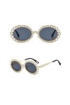 HPIRME Lunettes de soleil strass femmes lunettes de soleil ovales femme ronde, 2, taille unique
