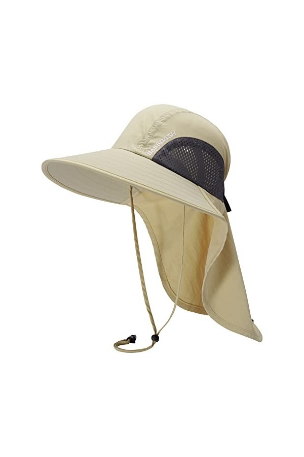 BASSDASH Chapeau de Soleil Unisexe Femmes Chapeau de Soleil UPF 50+ Large Bord avec Grande Protection de la Nuque - Queue de 