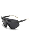 HCHES Lunettes de soleil surdimensionnées à grande monture pour hommes et femmes, lunettes de soleil carrées noires, lunettes