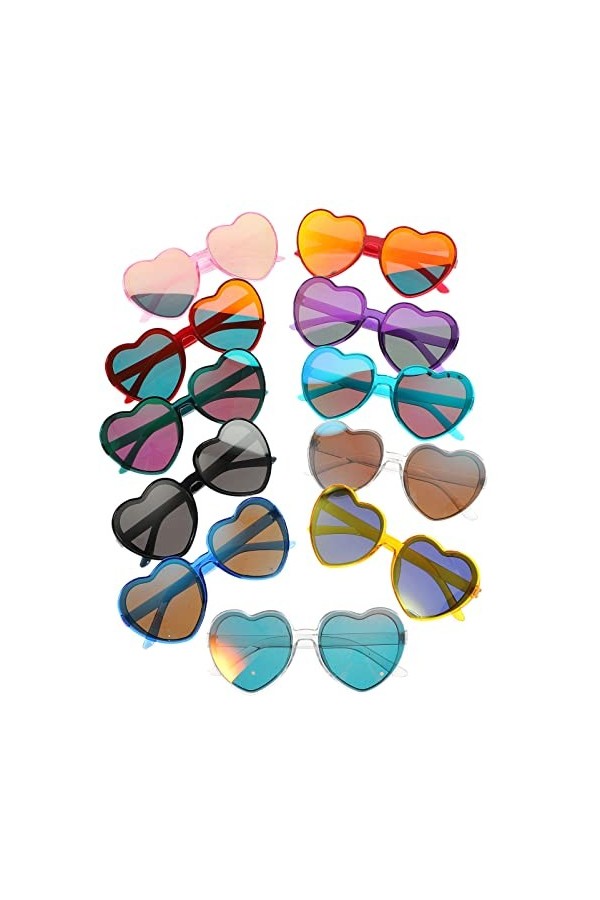 Abaodam 11 Pièces Lunettes De Soleil Coeur Lunettes De Soleil Hawaïennes Lunettes à La Mode Aime Lunettes De Soleil Lunettes
