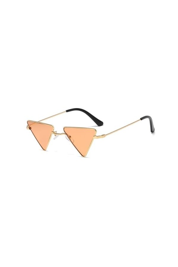 HCHES Lunettes de soleil triangulaires noires avec monture œil de chat en métal pour femmes et hommes, lunettes Steampunk, 4,