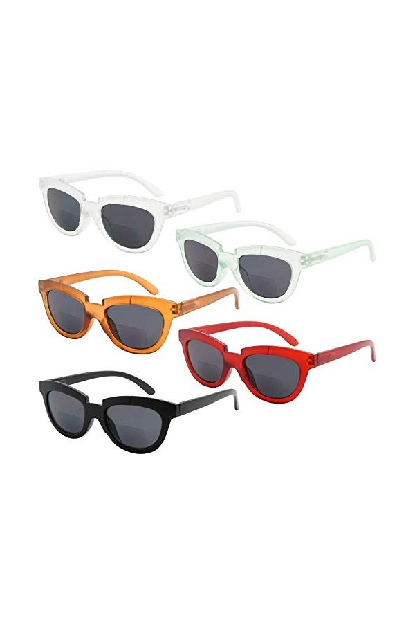 eyekepper 5-Pack Lunettes de soleil pour Femme Style Demi-lune Sunnies Lecteurs 2.00