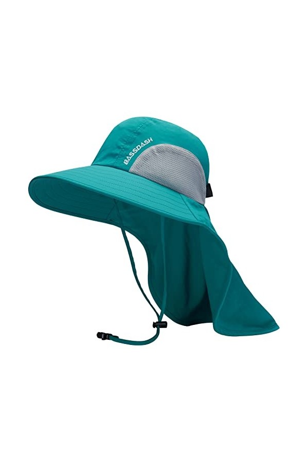 BASSDASH Chapeau de Soleil Unisexe Femmes Chapeau de Soleil UPF 50+ Large Bord avec Grande Protection de la Nuque - Queue de 