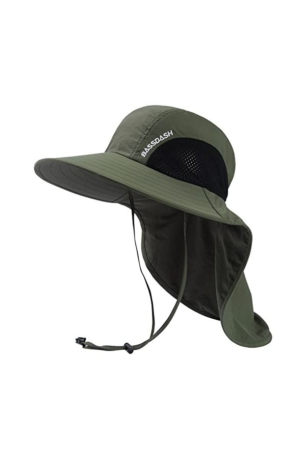 BASSDASH Chapeau de Soleil Unisexe Femmes Chapeau de Soleil UPF 50+ Large Bord avec Grande Protection de la Nuque - Queue de 